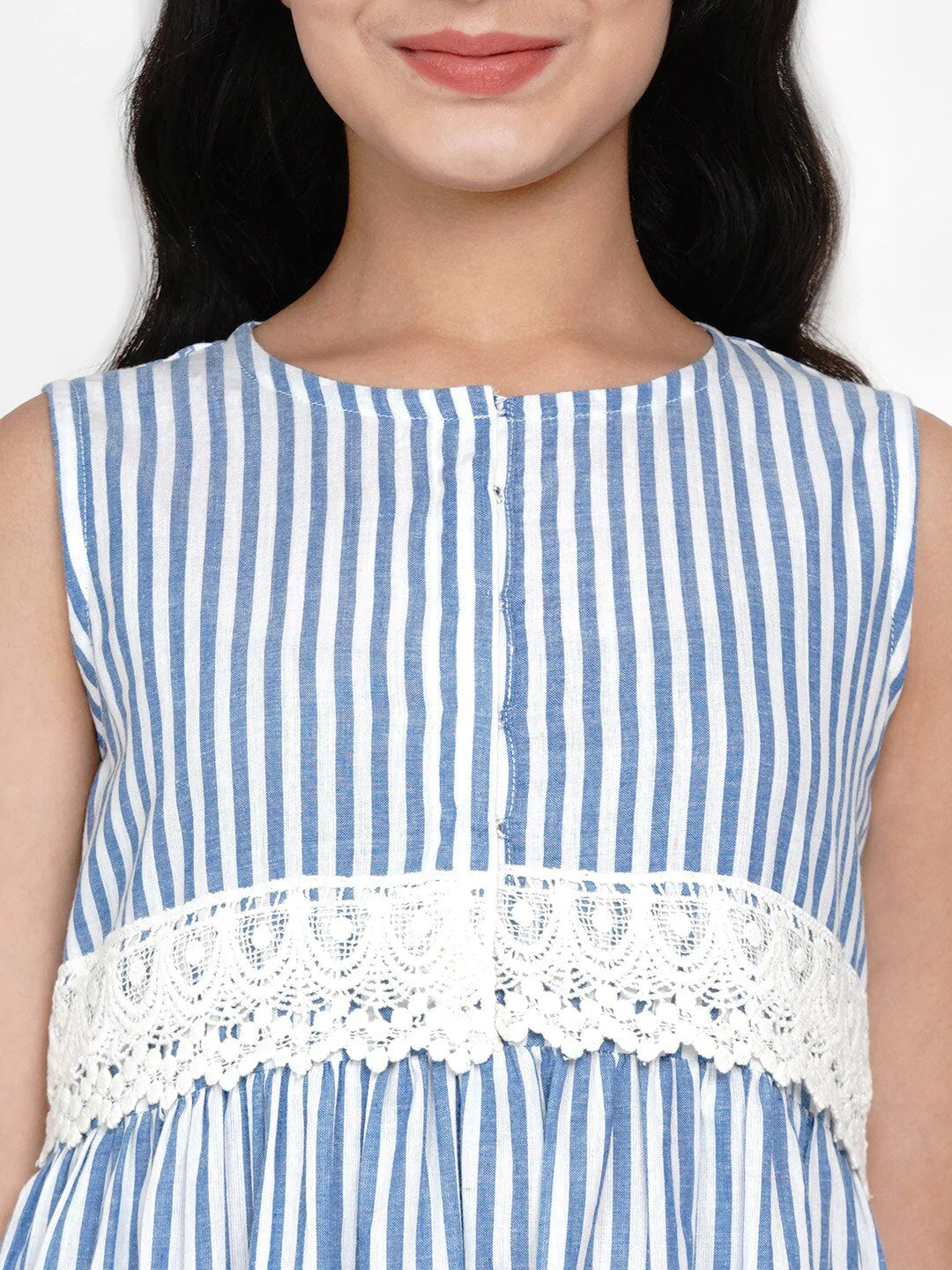 NOZ2TOZ Blue Striped Dress For Girls - Distacart