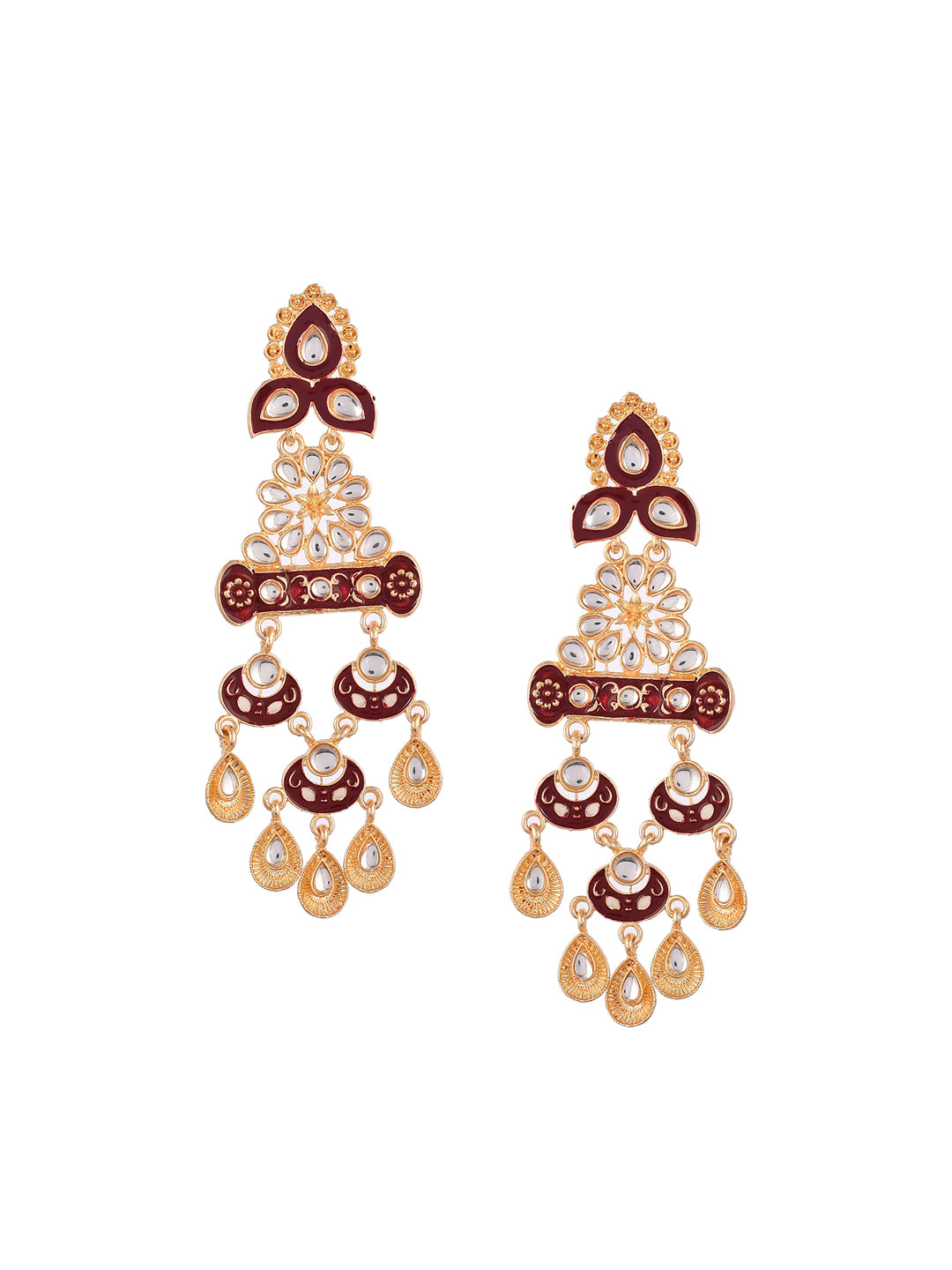 Shoshaa Red Contemporary Drop Earrings - Distacart