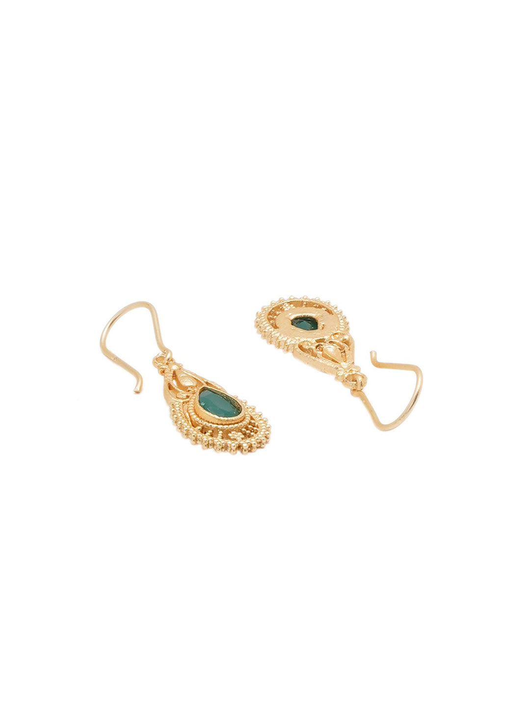 Shoshaa Green Gold-Plated Handcrafted Classic Drop Earrings - Distacart