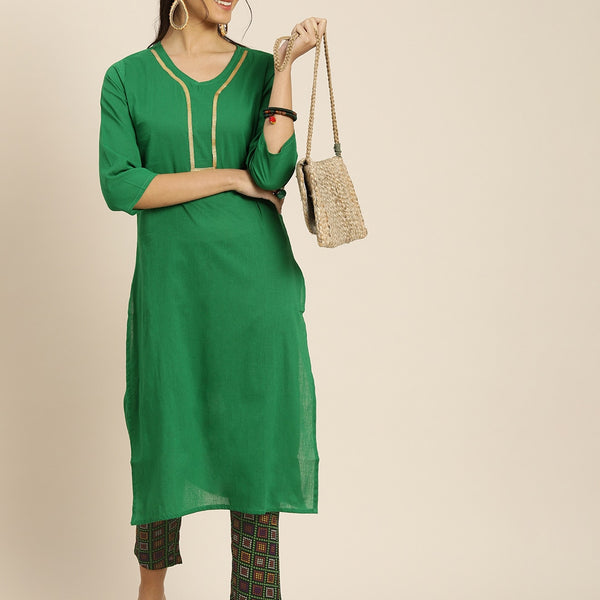 Sangria Women Green Pure Cotton Bandhani Kurta with Trousers - Distacart