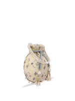Thumbnail for Masq Women Yellow & Grey Embellished Embroidered Potli Clutch - Distacart