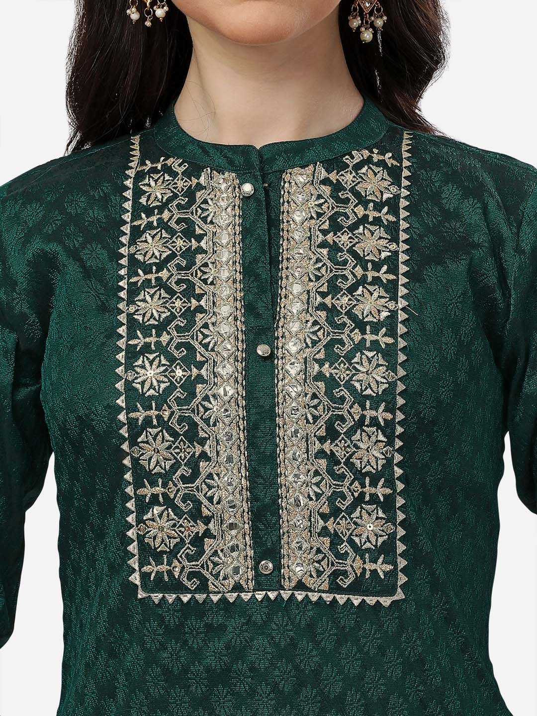 HERE&NOW Women Embroidered Thread Work Kurta with Trousers - Distacart