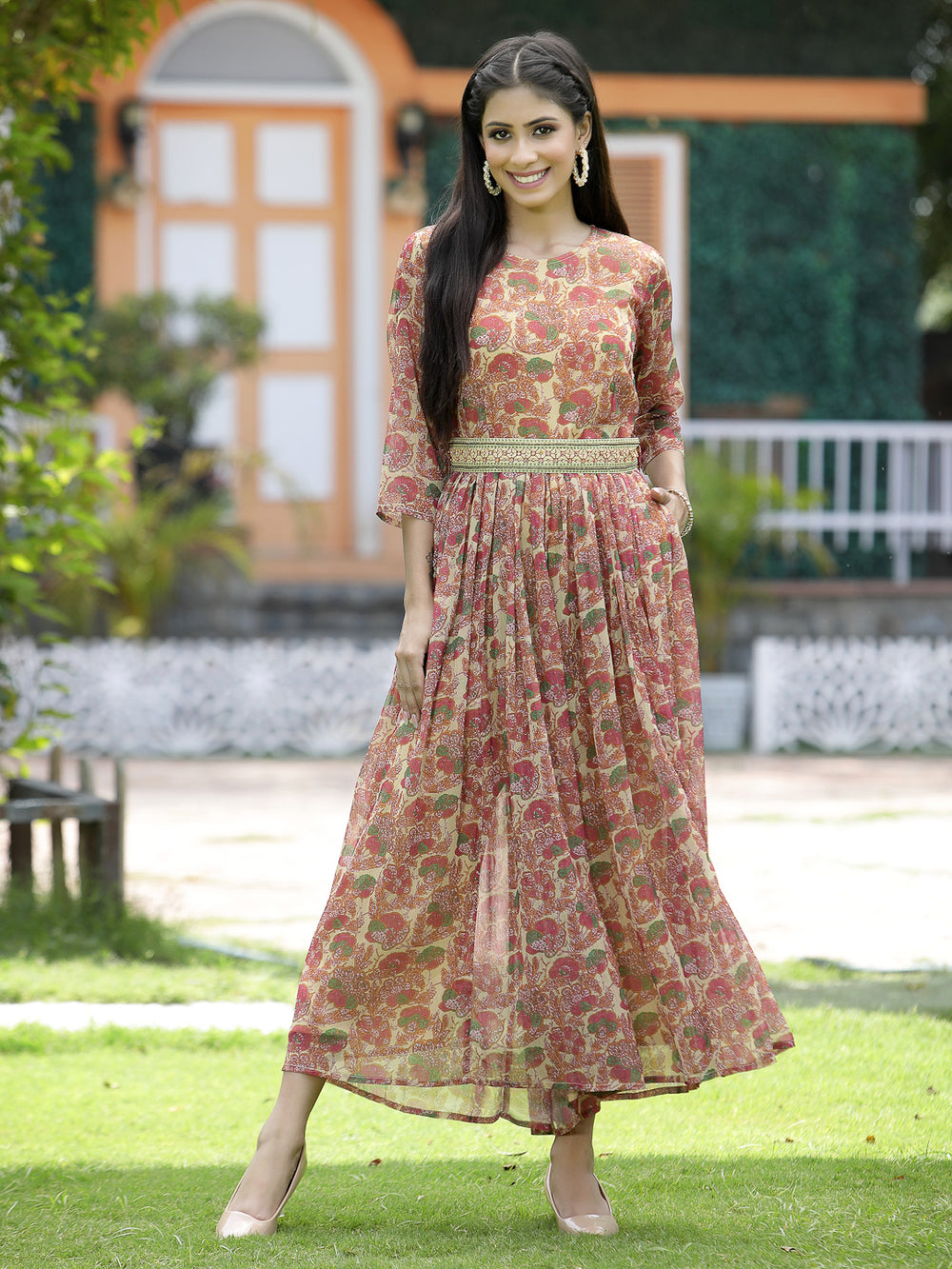 Juniper Fuchsia Chiffon Casual Wear Printed Flared Jumpsuit - Distacart