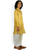 Thumbnail for Sethukrishna Boys Gold-Toned & White Printed Kurta with Dhoti Pants - Distacart