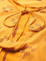 Thumbnail for Sangria Women Mustard Yellow & Red Pure Cotton Printed Kurta with Palazzos - Distacart
