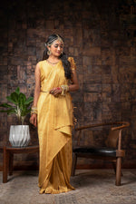 Thumbnail for Vardha Tuscan Yellow Golden Zari Kanjeevaram Silk Saree