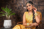 Thumbnail for Vardha Tuscan Yellow Golden Zari Kanjeevaram Silk Saree
