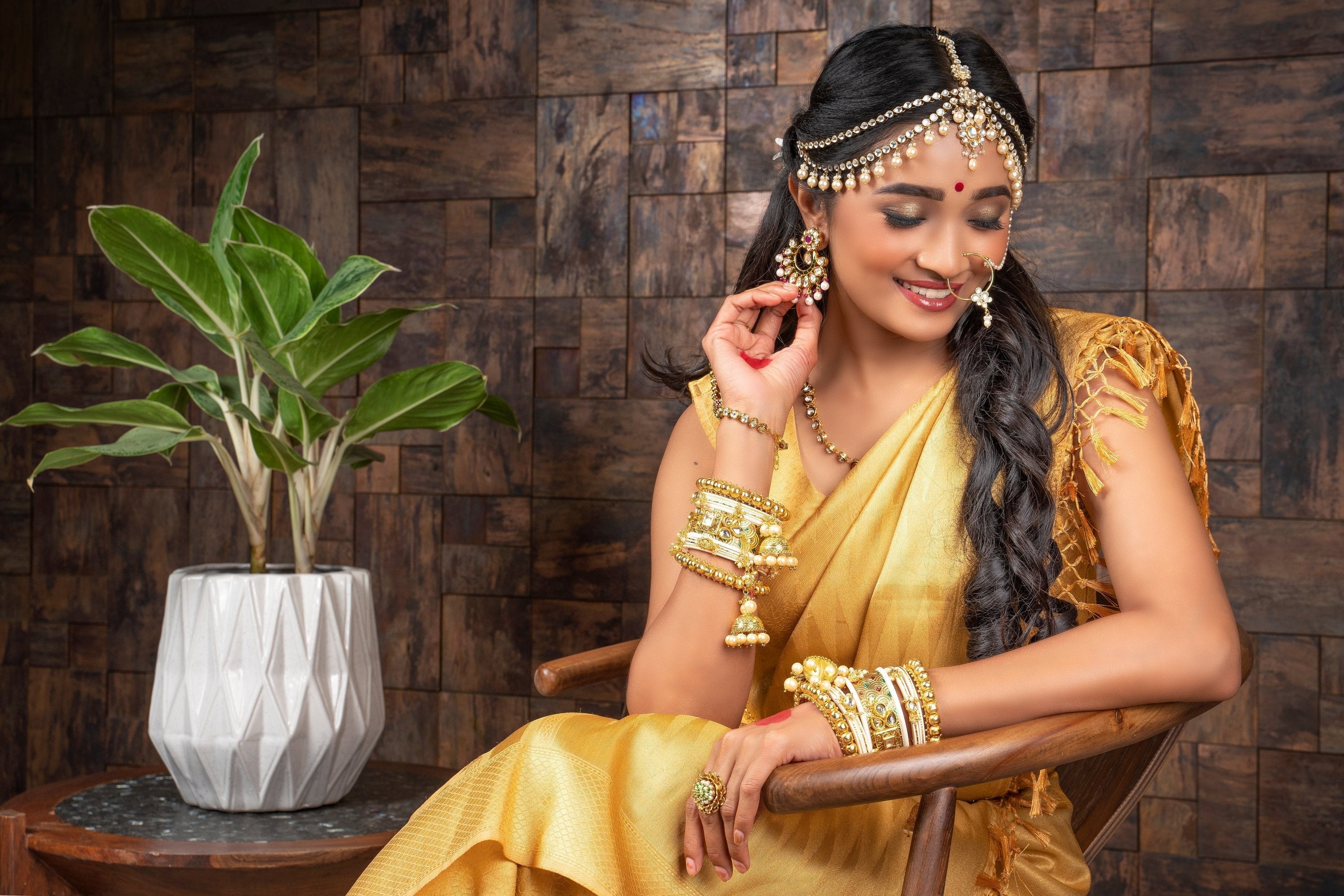 Vardha Tuscan Yellow Golden Zari Kanjeevaram Silk Saree