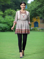 Thumbnail for Juniper Off - White Georgette Festive Printed Flared Tunic For Women - Distacart