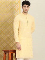 Thumbnail for House of Pataudi Men Embroidered Sequined Floral Jashn Kurta - Distacart