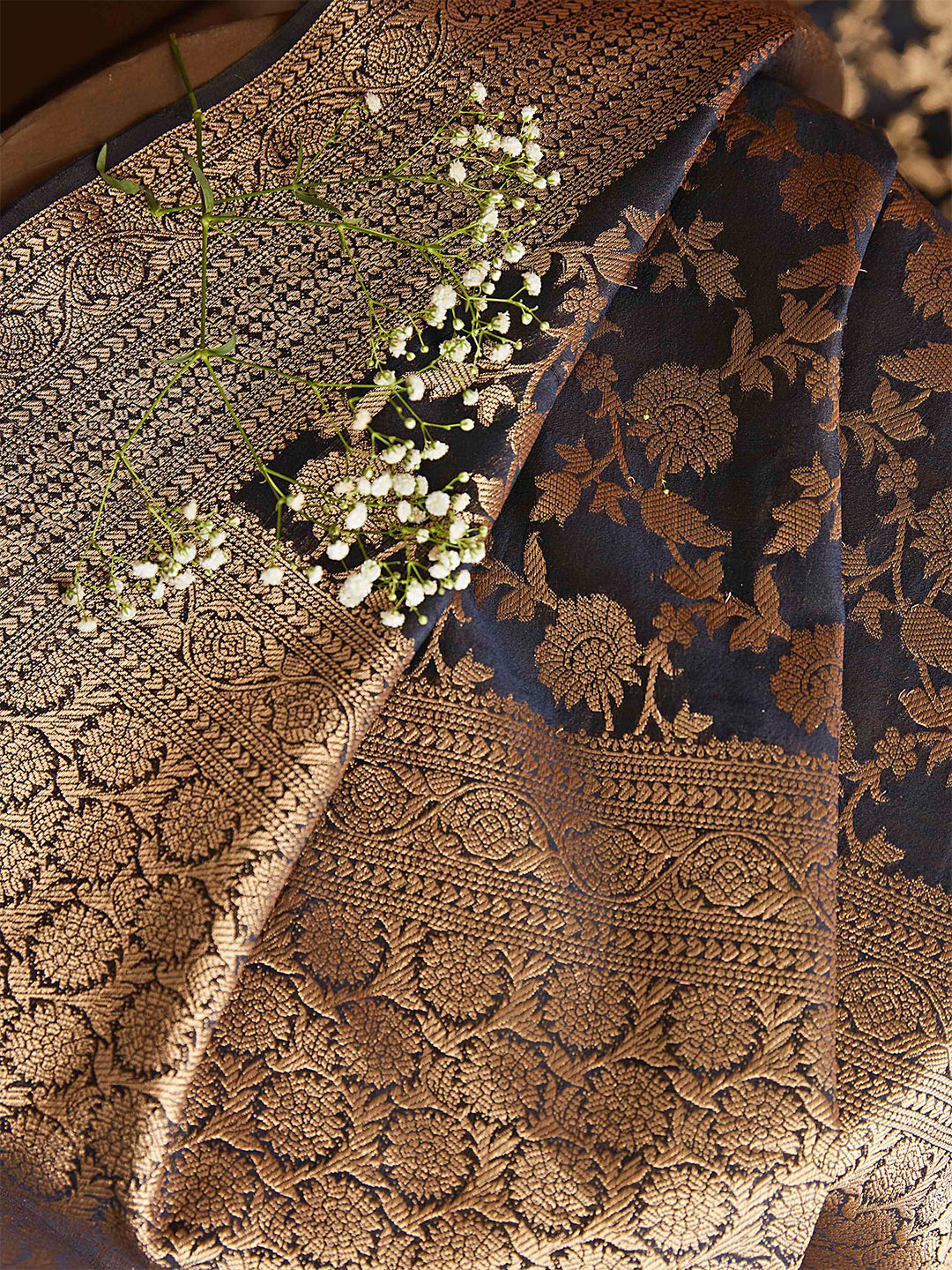 Sangria Floral Woven Design Sarees - Distacart