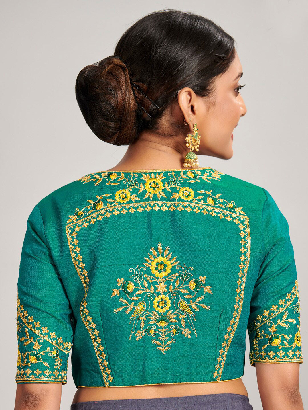 Mitera Lime Green Floral Woven Design Embroidered Silk Blend Saree - Distacart