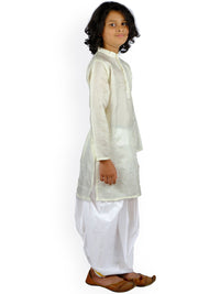 Thumbnail for Sethukrishna Boys Cream & White Coloured Kurta with Dhoti Pants - Distacart