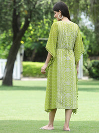 Thumbnail for Juniper Green Georgette Festive Bandhej Printed Straight Kaftan For Women - Distacart