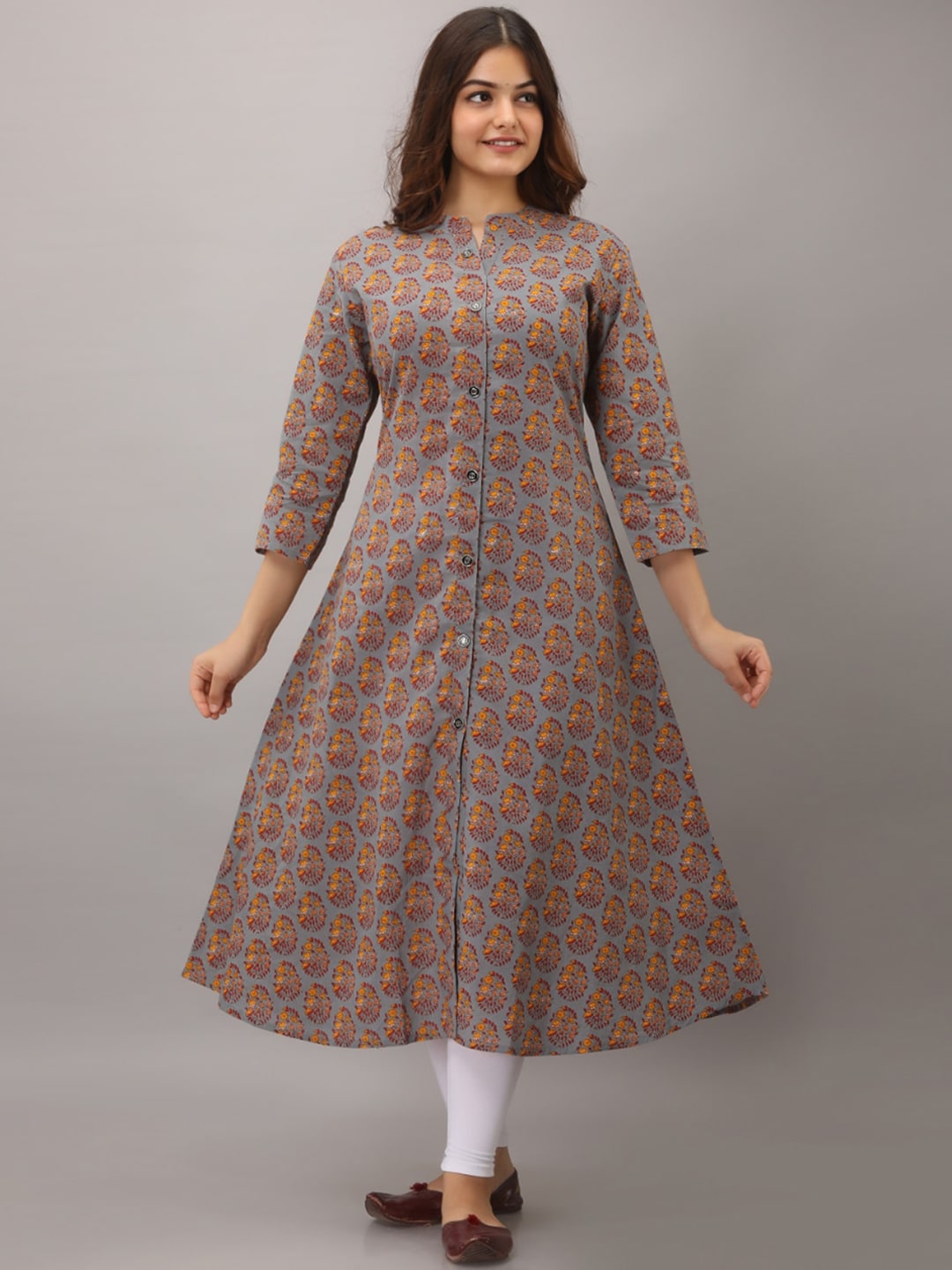 Kalini Women Grey Ethnic Motifs Printed Kurta - Distacart