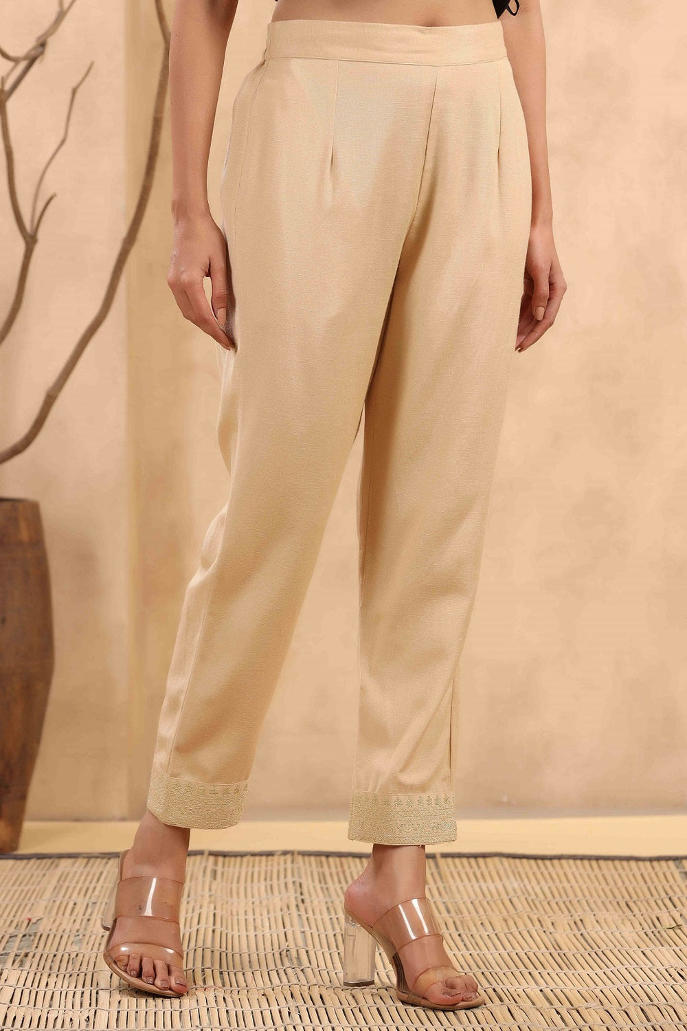 Juniper Gold Rayon Casual Wear Solid Straight Pants - Distacart