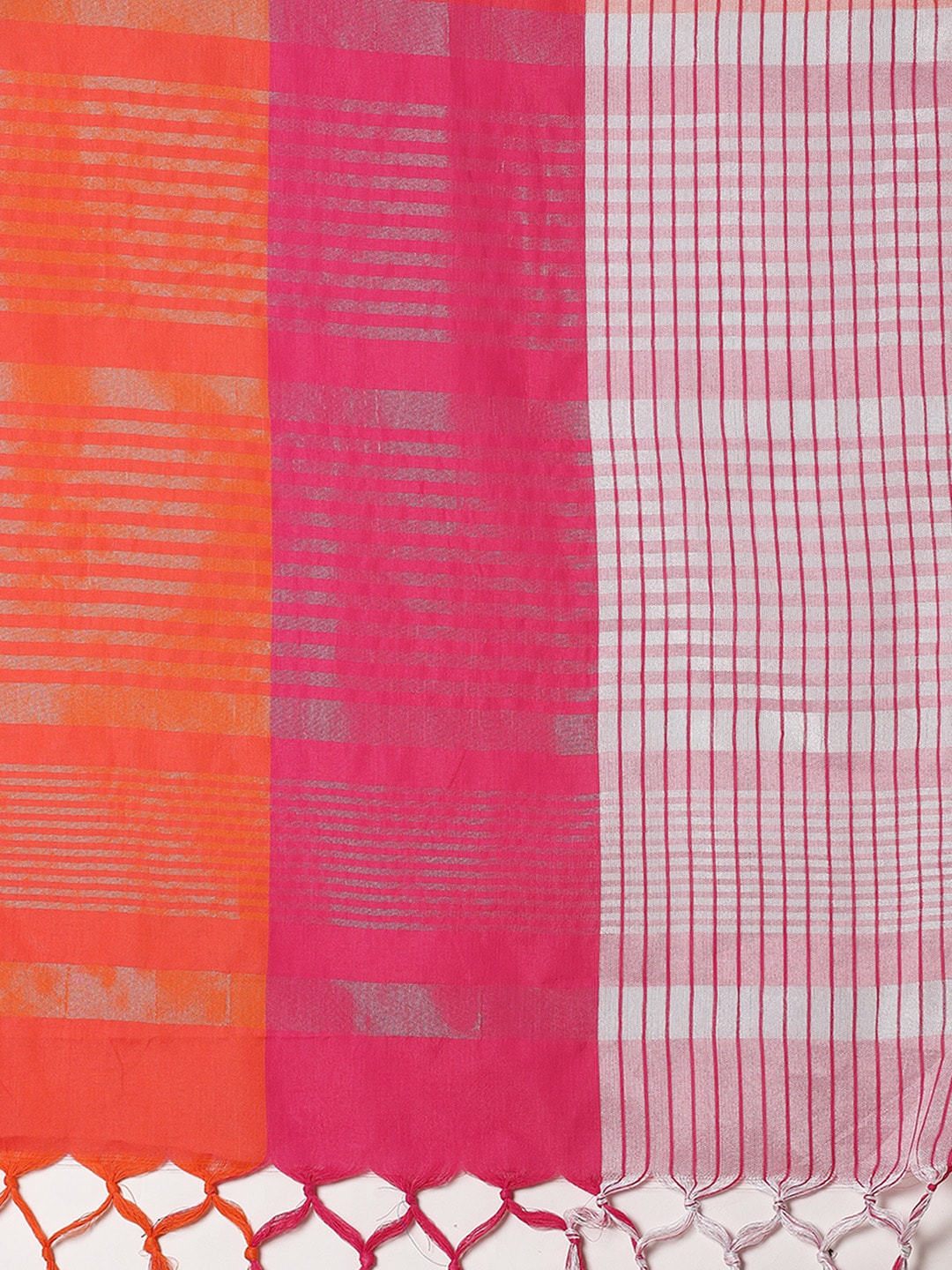 Saree Mall Pink & Orange Checked Saree - Distacart