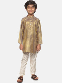 Thumbnail for Sethukrishna Boys Gold-Toned Ethnic Motifs Kurta with Pyjamas - Distacart