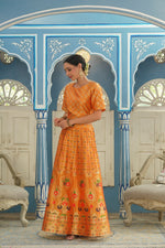 Thumbnail for Juniper Women's Mustared Printed Brocade Festive Wear Lehenga Choli Sets - Distacart