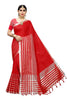 Vamika Red Cotton Silk Weaving Saree (Twitter Red) - Distacart