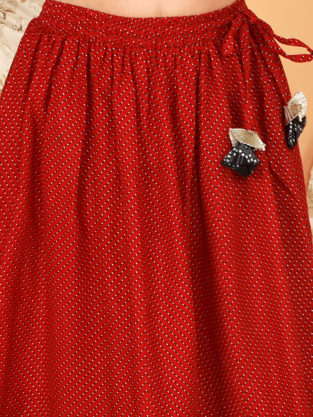 Lil Drama Girls Ghaghra Choli With Dupatta Set - Red - Distacart