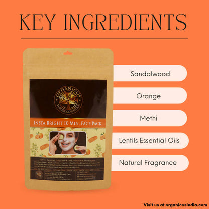 Organicos Insta Bright 10 Min Face Pack - Distacart