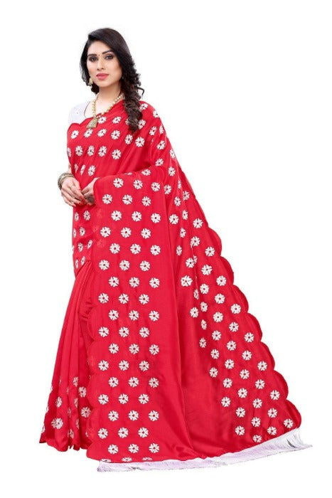 Vamika Zoya Silk Embroidered Red Sarees