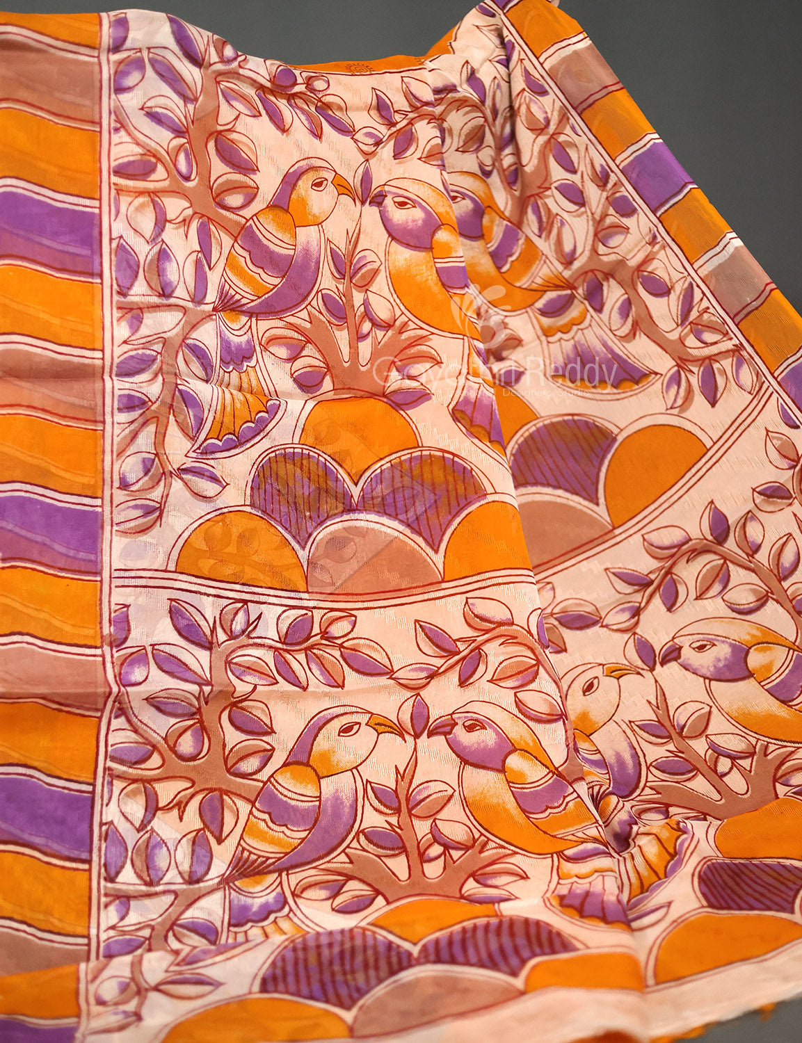 Orange With Off White Colour Leheriya Georgette Saree By Gayathri Reddy Designer Studio - Distacart