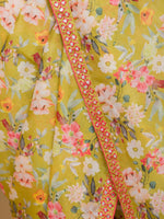 Thumbnail for Sangria Floral Printed Mirror Work Saree - Distacart