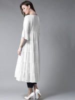 Thumbnail for HERE&NOW Women White Yoke Design Anarkali Kurta - Distacart