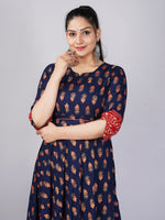 Thumbnail for Kalini Women Navy Blue & Red Ethnic Motifs Printed Anarkali Kurta - Distacart