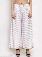 Thumbnail for PAVONINE White Color Rayon Fabric Sun Print Palazzo For Women - Distacart