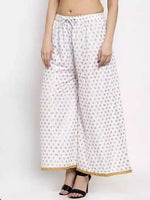 Thumbnail for PAVONINE White Color Rayon Fabric Sun Print Palazzo For Women - Distacart