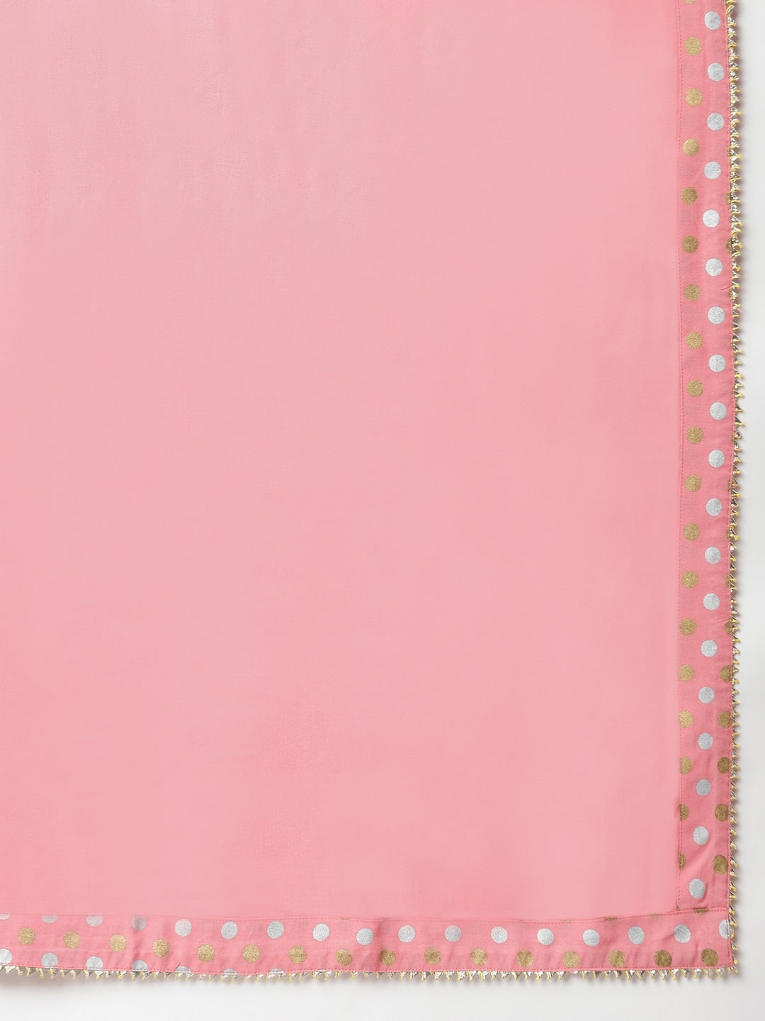 Khushal K Women Pink Printed Panelled Gotta Patti Kurti with Trousers - Distacart