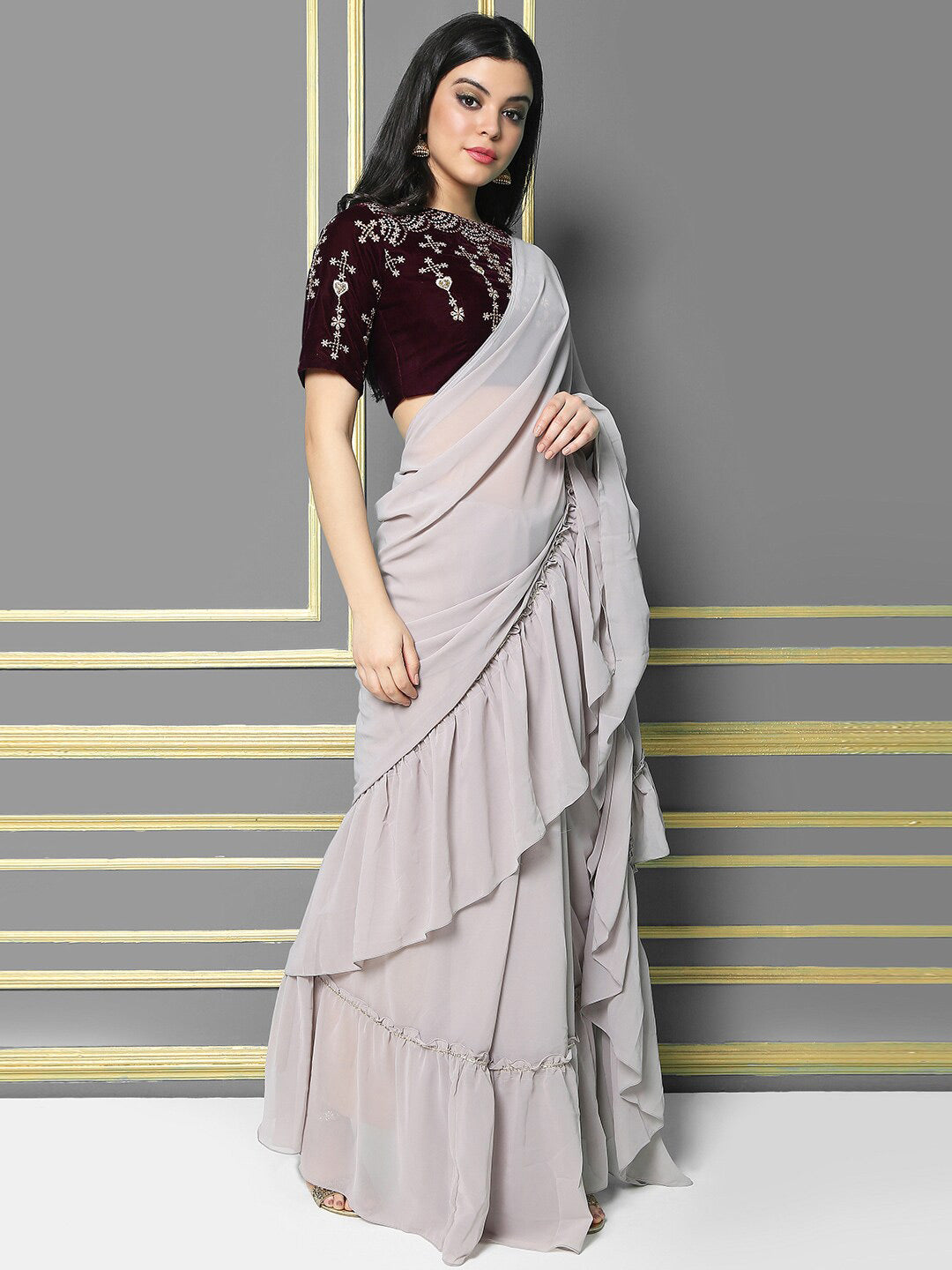 Kalini Solid Party Saree - Distacart