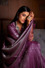 Thumbnail for Vardha Plum Purple Silver Zari Kanjeevaram Silk Saree