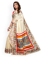 Thumbnail for Kalini Off-White Khadi Silk Printed Khadi Saree - Distacart