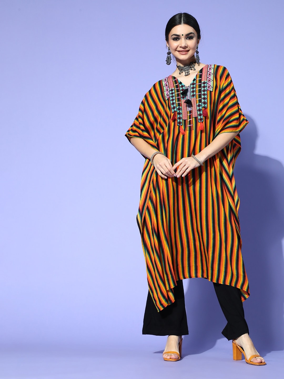 Sangria Stylish Mustard Viscose Rayon New Age Kaftan Kurta - Distacart