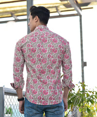Thumbnail for NOZ2TOZ Men Spread Collar Floral Printed Casual Shirt - Pink - Distacart