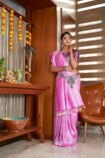 Thumbnail for Vardha Fuschia Pink Silver Zari Kanjeevaram Silk Saree