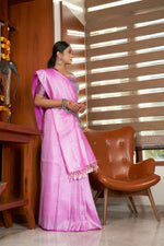 Thumbnail for Vardha Fuschia Pink Silver Zari Kanjeevaram Silk Saree