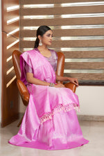 Thumbnail for Vardha Fuschia Pink Silver Zari Kanjeevaram Silk Saree