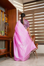 Thumbnail for Vardha Fuschia Pink Silver Zari Kanjeevaram Silk Saree
