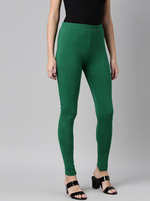 Souchii Green Solid Slim-Fit Leggings - Distacart