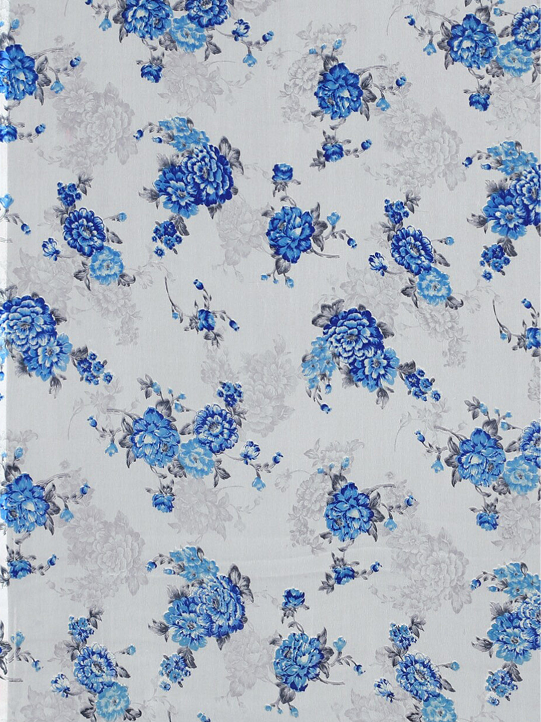 Kalini Grey & Blue Floral Pure Georgette Saree - Distacart
