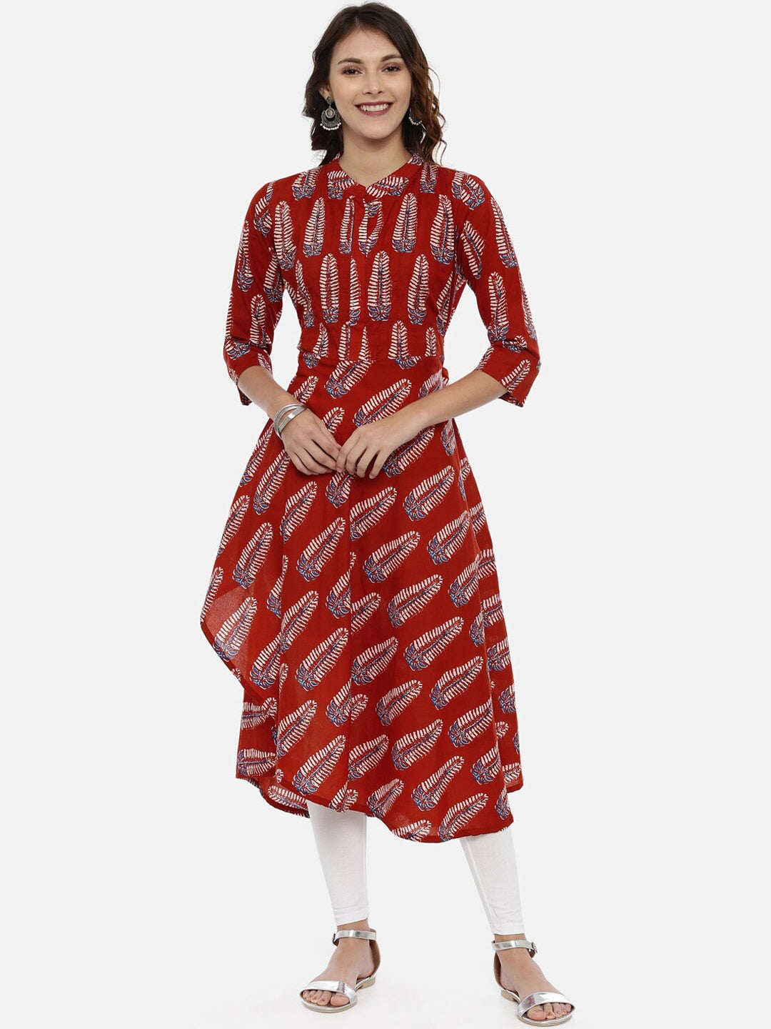 Souchii Maroon Printed A-Line Kurta - Distacart