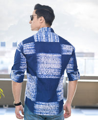 Thumbnail for NOZ2TOZ Men Spread Collar Tie Dye Casual Cotton Shirt - Blue - Distacart