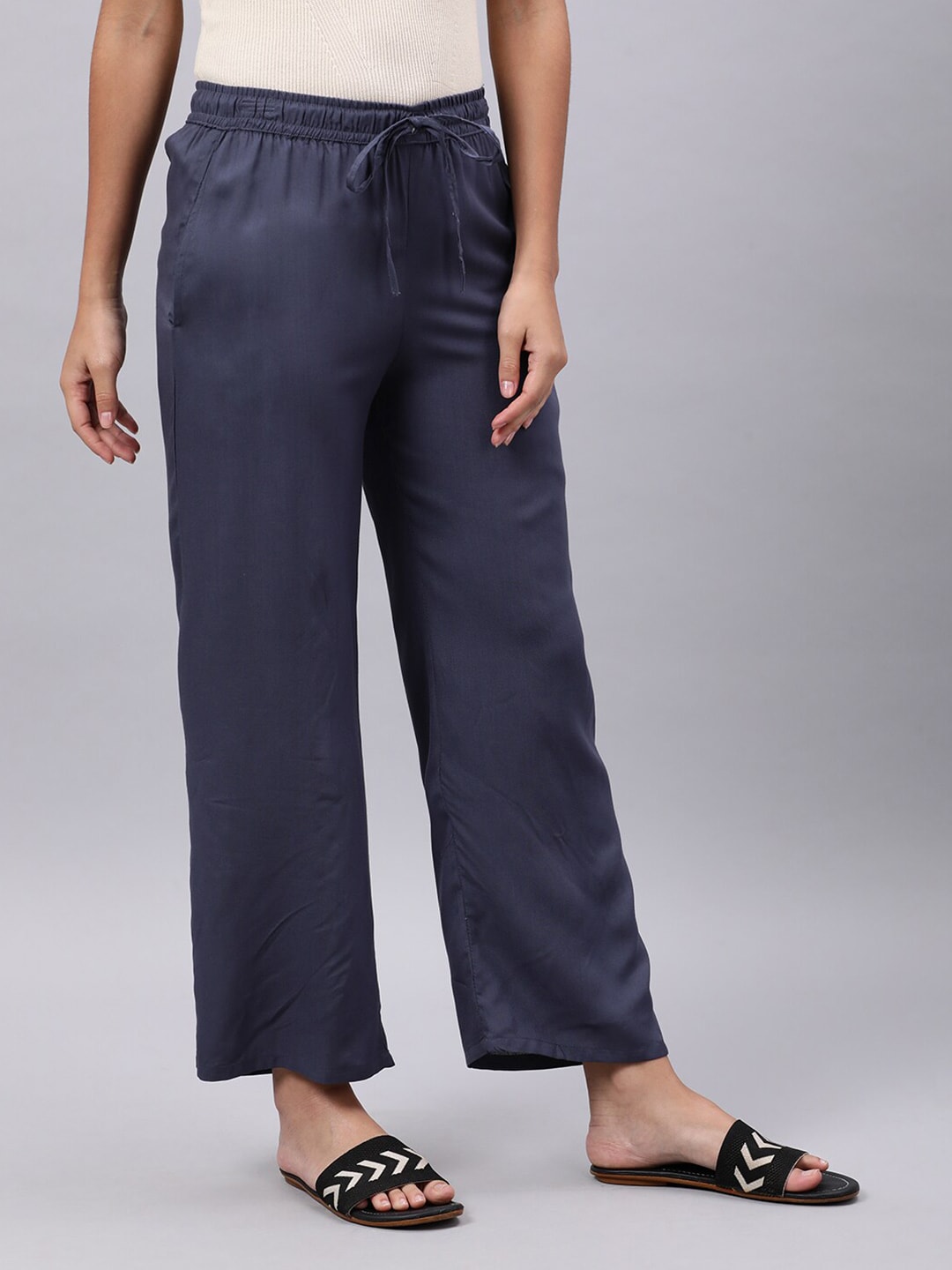 Souchii Grey Liva Ethnic Palazzos - Distacart