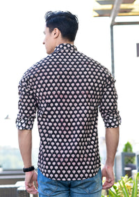 Thumbnail for NOZ2TOZ Men Spread Collar Ethnic Motifs Printed Casual Cotton Shirt - Black - Distacart