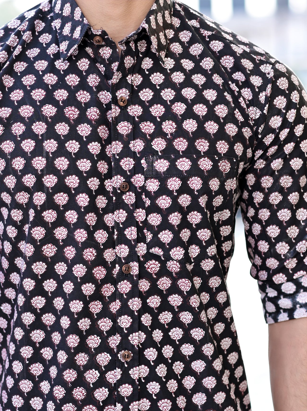 NOZ2TOZ Men Spread Collar Ethnic Motifs Printed Casual Cotton Shirt - Black - Distacart